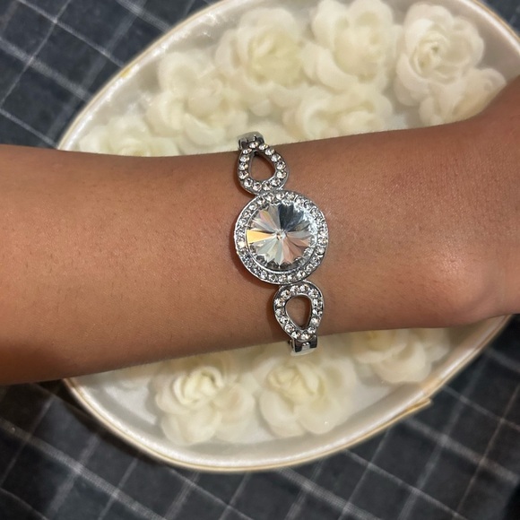 Iridescent Crystal Infinity Bracelet with Silver Accents - Picture 1 of 1